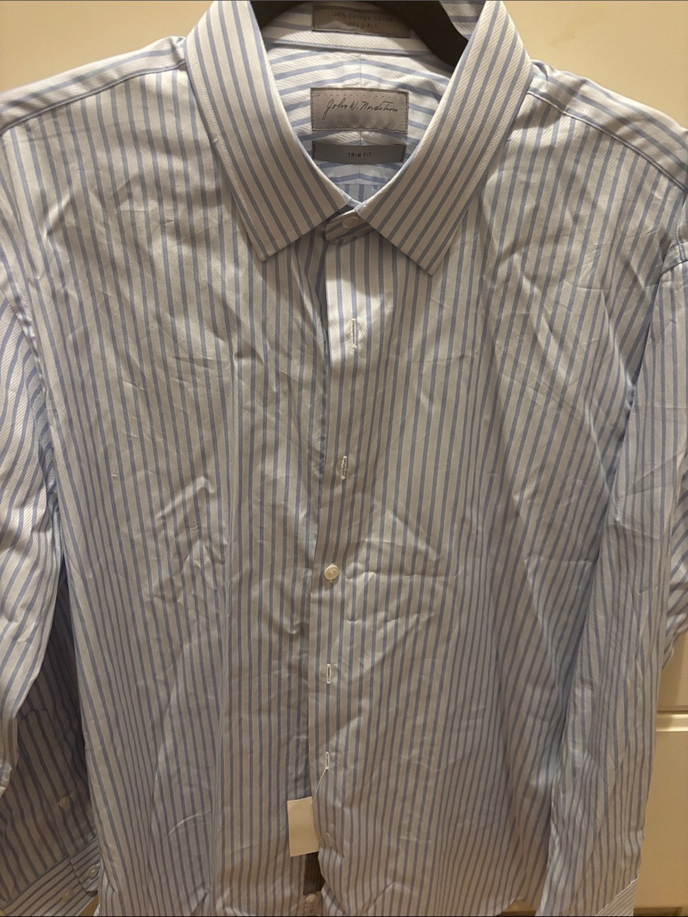NWT John W. Nordstrom Blue and White Pinstripe Men's Dress Shirt